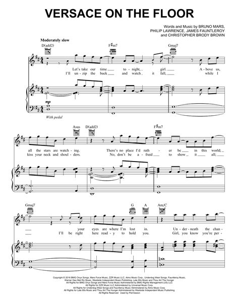 versace on the floor sheet music pdf|Versace On The Floor Sheet Music by Bruno Mars for .